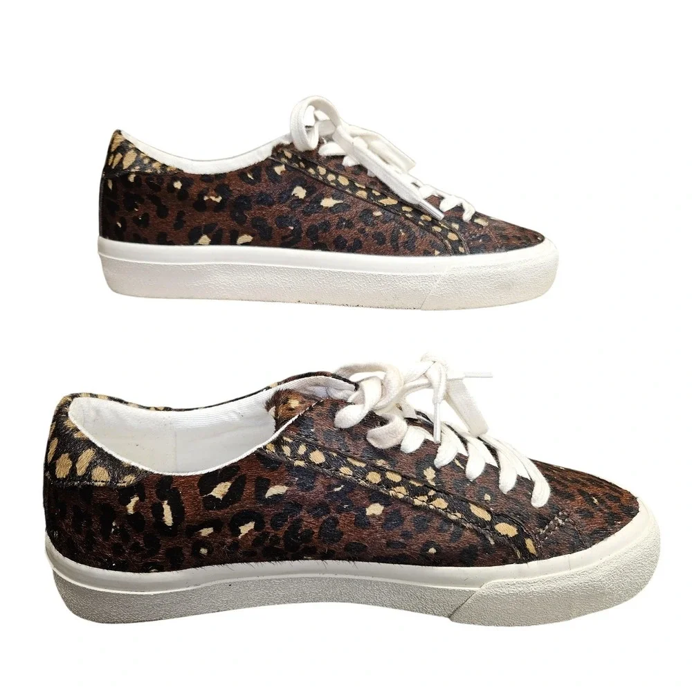 Madewell Sidewalk Low Top Shoes Women 7.5 Brown Genuine Calf Hair Sneaker Trendy